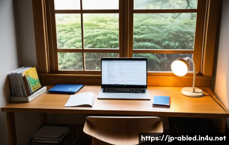 장애인상담사 자격 취득 준비 과정 - A modern Japanese home study space designed for effective learning, featuring a young adult sitting ...