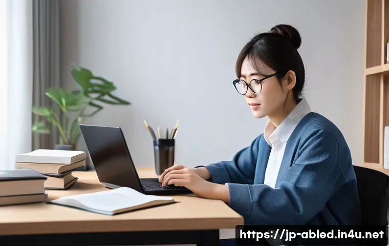 장애인상담사 연봉 증가 방법 - A professional Japanese disability counselor studying for certification at home, surrounded by textb...